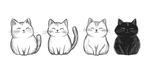 Fototapeta premium hand drawn cats on white