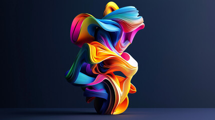Fototapeta premium Dynamic 3D Abstract Shapes: Modern Geometric Forms, Futuristic Digital Art, Fluid Design Elements, Vibrant Patterns, Sculpted Visuals, and Creative Composition
