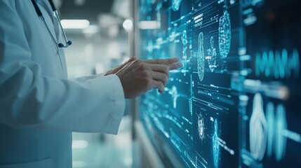 Doctor Interacting with Interactive Medical Hologram Display