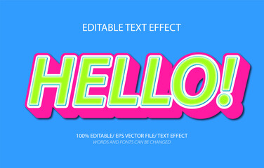 Obraz premium Hello editable text effect, 3D editable text template