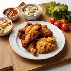 Delicious Fried Chicken with assortment metarial served