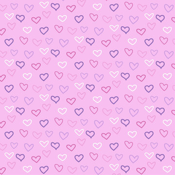 Cute seamless pattern with hearts in pastel colours