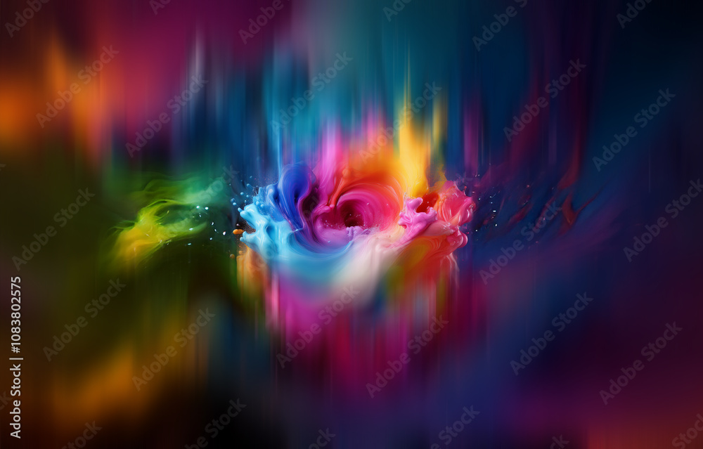 Aufkleber abstract colorful liquid swirling and splashing with a dark background.