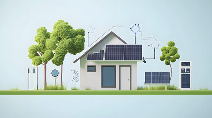 A solar-powered smart home system that uses solar panels to provide energy for lighting, heating, and cooling, reducing energy consumption and promoting sustainable living in residential areas.