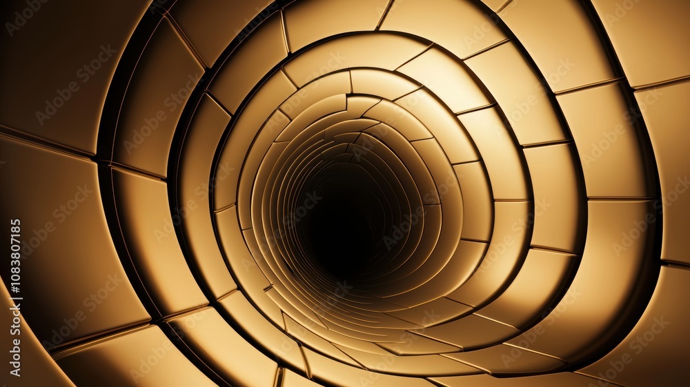 Poster Abstract Digital Tunnel with Dynamic Algorithmic Pattern Featuring Intricate Geometric Shapes and Smooth Curves Representing Depth and Perspective