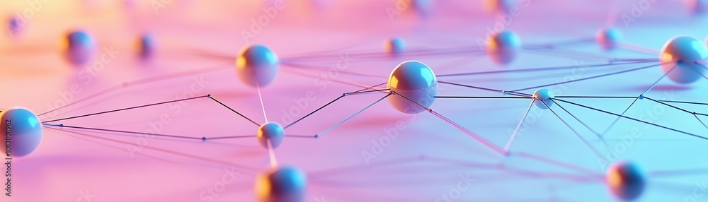Poster a vibrant, abstract representation of interconnected nodes and lines, symbolizing data networks and 