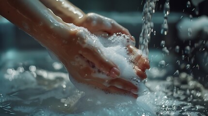 Fototapeta premium Washing hands with soap and water
