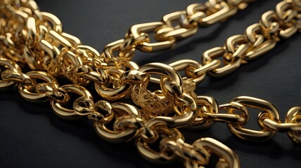 Fototapeta premium close-up view of gold chain texture. generative ai