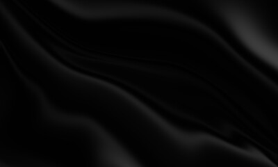 Fototapeta premium A smooth, flowing black fabric with subtle waves and highlights, creating a luxurious and elegant background.