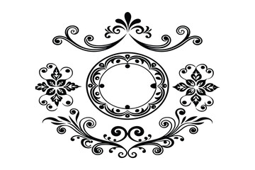 Fototapeta premium flower frame silhouette vector art illustration on a white background