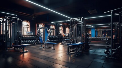 Naklejka premium A photo of an organized free weight area.