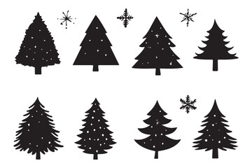 Obraz premium Christmas tree silhouette, Holiday vector art, Christmas vector set, Xmas tree clipart, Christmas illustration, Tree silhouette design, Winter holiday graphics, Christmas decor vector, Holiday vector 