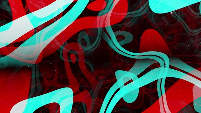 Motion design vj loop. Motion graphic abstract colorful looped bg modern art, fly in art space, multilayer structure with pattern, glow particles and lines. Ornamental texture gradient color.