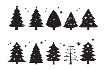 Obraz premium Christmas tree silhouette, Holiday vector art, Christmas vector set, Xmas tree clipart, Christmas illustration, Tree silhouette design, Winter holiday graphics, Christmas decor vector, Holiday vector 