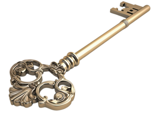 Ornate Gold Skeleton Key  Antique Key  Vintage Key   Luxury Key   Golden Key   Metal Key on transparent background
