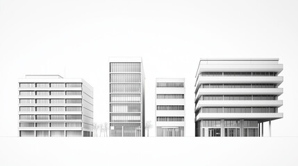 building isolated on white, Modernist architecture, building design, contemporary architecture, urban buildings, sketch of building