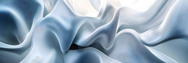 Fototapeta premium Premium minimalist abstract style silk 3d rendering, main colors are light blue and white, 3D, abstract, illustration, advertising, wallpaper, background, poster, business, e-commerce, cover, base map