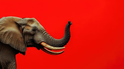 Obraz premium Proboscis in distress against vibrant red backdrop