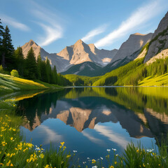 Fototapeta premium Tranquil Mountain Lake