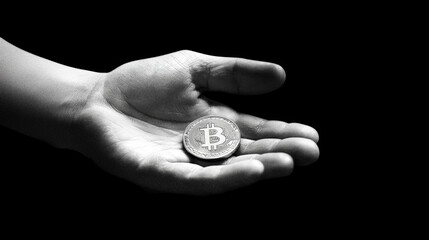 Hands Offering Bitcoins - High-Resolution Stock Image. Generative AI