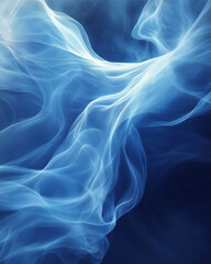 Obraz premium Abstract Blue Smoke Swirls: An ethereal and captivating abstract image of swirling blue smoke against a dark background. The delicate wisps create a sense of movement, mystery.