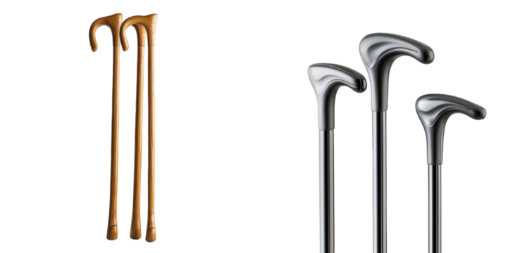 Wooden and Modern Walking Canes  Set of Stylish Walking Sticks  Assistive Mobility Aids on transparent background
