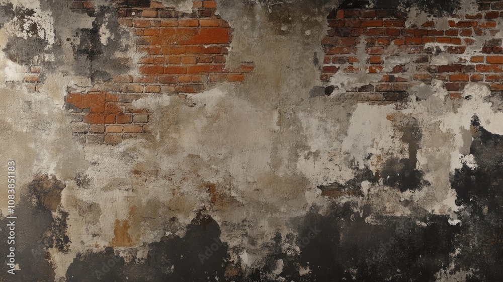 Poster a wall with a brick texture and a faded red color