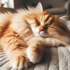 schlafende Langhaarkatze 