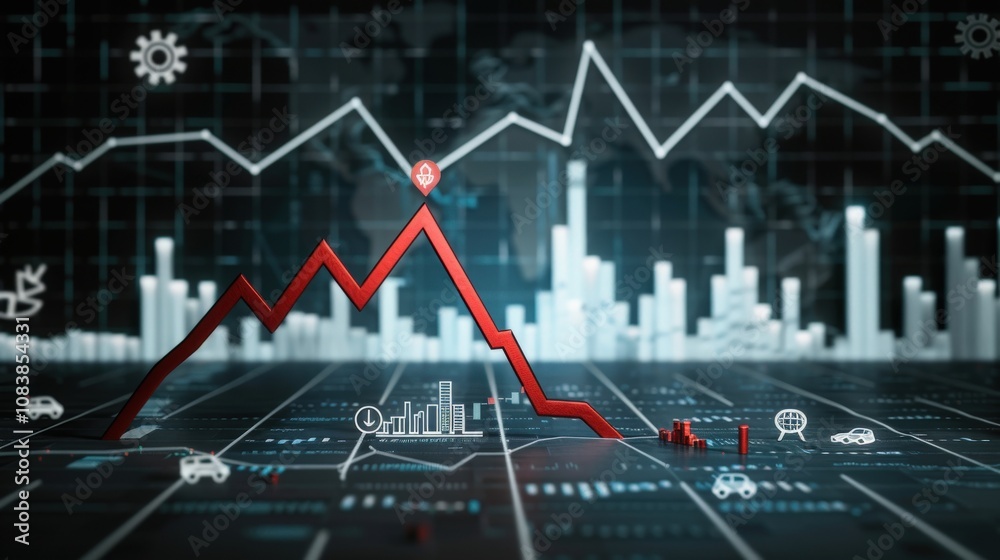Poster Dynamic Visualization of Financial Trends with Abstract Graph Lines and Data Indicators for Market Analysis and Economic Forecasting Concepts