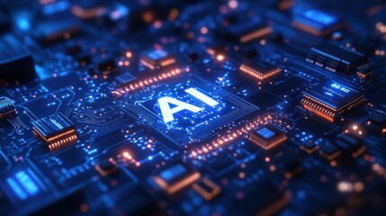 Obraz premium AI on Circuit Board
