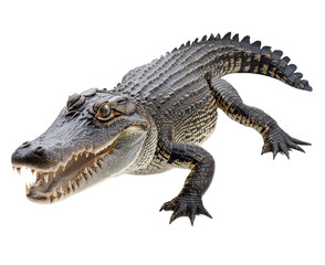 Fototapeta premium Ferocious Alligator in Detailed View , isolated on white background png