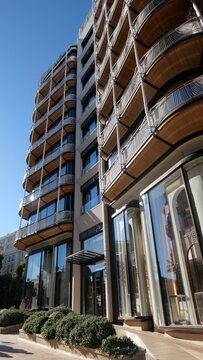 Monaco, facade of the new residential quarter of One, magnificent apartments, a foot zone with a large number magnificent branded shops and restaurants, place Casino