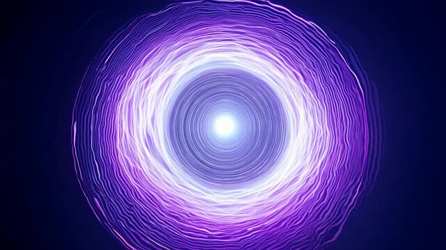 Camera circular strafes around an exploding sphere of energy with dynamic and energetic lighting, creating interference patterns