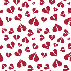 Heartbreak seamless pattern with Broken Hearts vintage signs - vector background