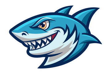 Naklejka premium Shark Head Vector Illustration, Shark Mascot Logo with White Background