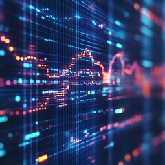 Obraz premium Intricate abstract network visualizing stock market data in real-time.
