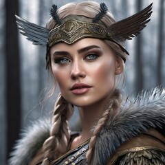 portrait of a woman with feathers