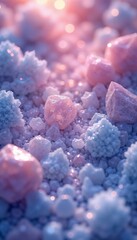 Fototapeta premium Pink and white crystals, sparkling texture, magical landscape, delicate details