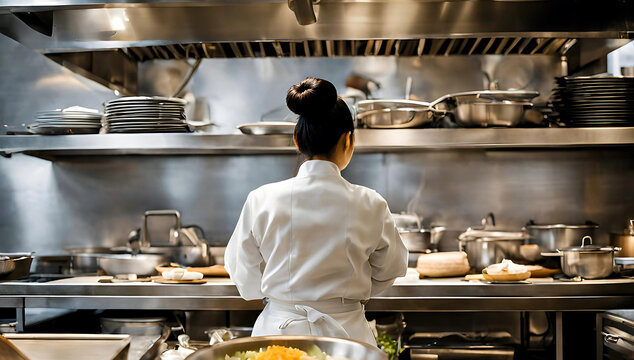A CHEF IN A RESTAURANT KITCHEN 