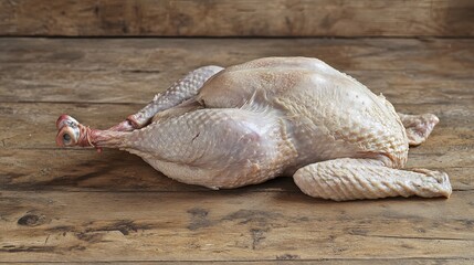 Obraz premium Golden brown turkey on rustic wood, perfect for Thanksgiving or Christmas dinner. 