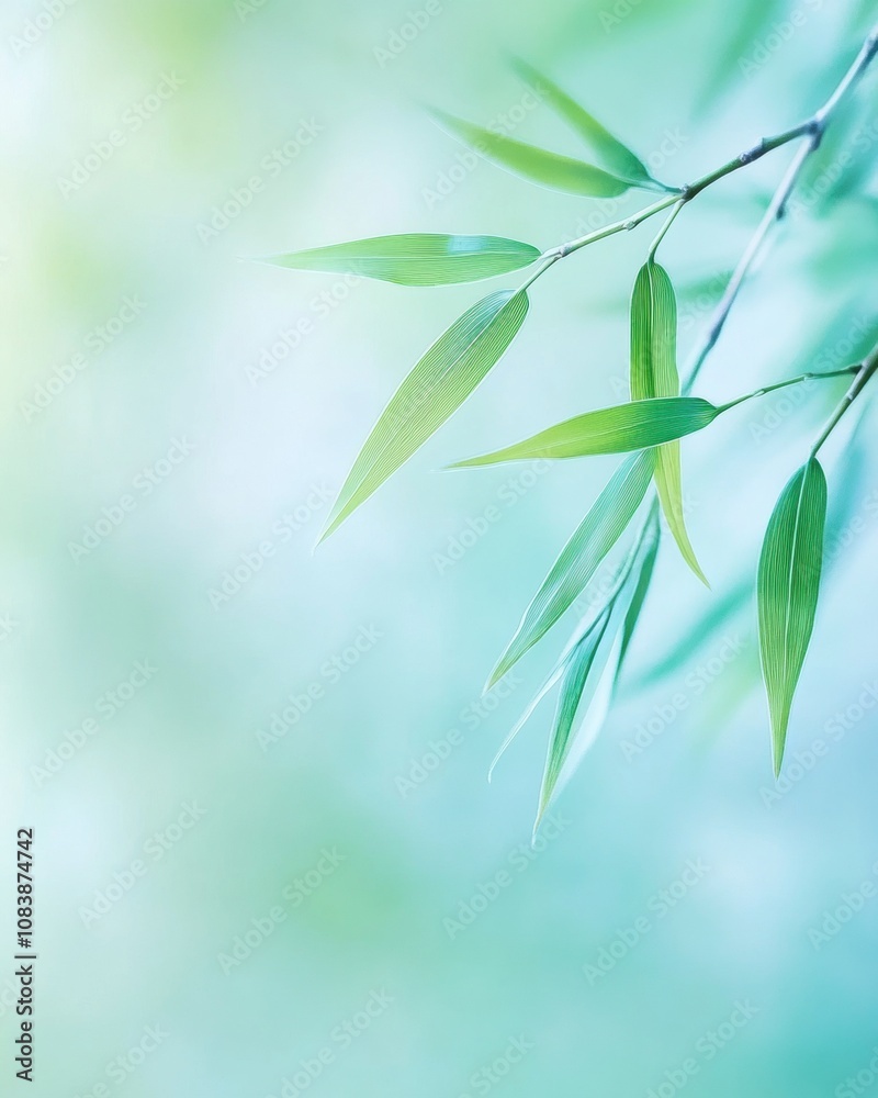 Poster bamboo leaves gently sway in a peaceful abstract background for a minimal creative life