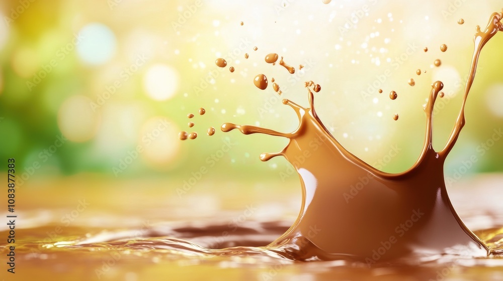 Poster Chocolate Splash With Dynamic Droplets Captured in a Bright Environment During Daytime