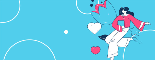 Naklejka premium Happy Valentine's Day flat character vector concept business hand drawn illustration 