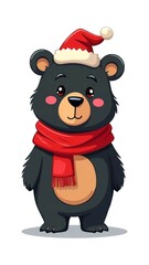Fototapeta premium bear in santa hat cartoon 