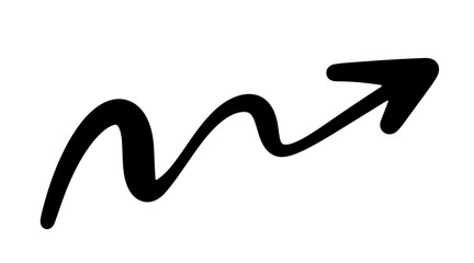 Scribble Curved Arrow Sign Hand Drawn Vector Mark