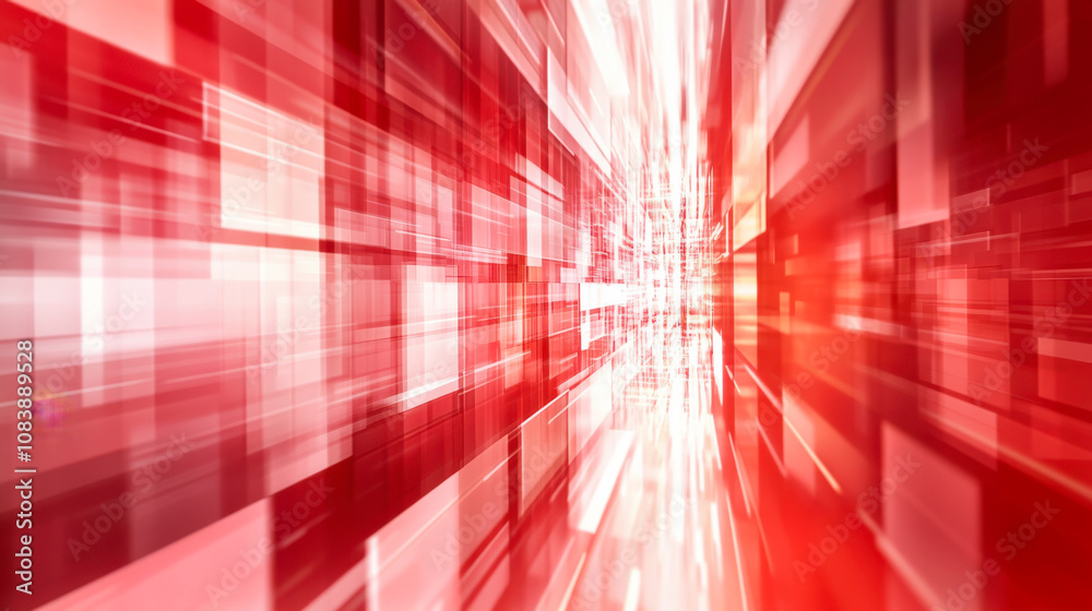 Aufkleber Abstract red digital corridor with light streaks creating a futuristic feel in a technology-themed environment