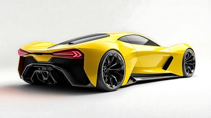 Fototapeta premium Yellow Sports Car on White Background