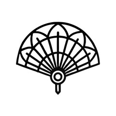 Fan pattern stroke icon featuring a decorative traditional fan design on a white background