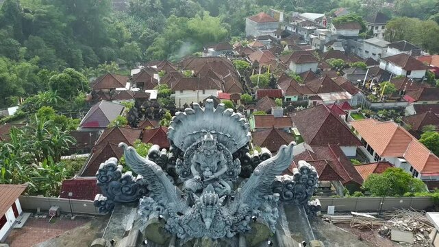 Drone View Of Garuda Wisnu Serasi and Soekarno Park in Tabanan City, Bali, Indonesia, November 2024