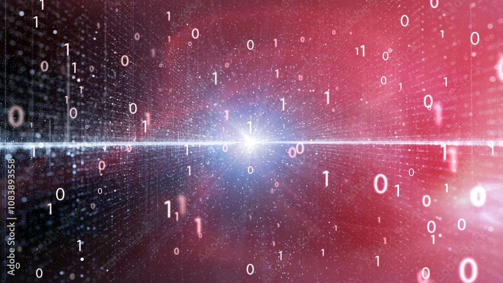 Wall mural digital binary numbers space graphic illustration backgrounds.